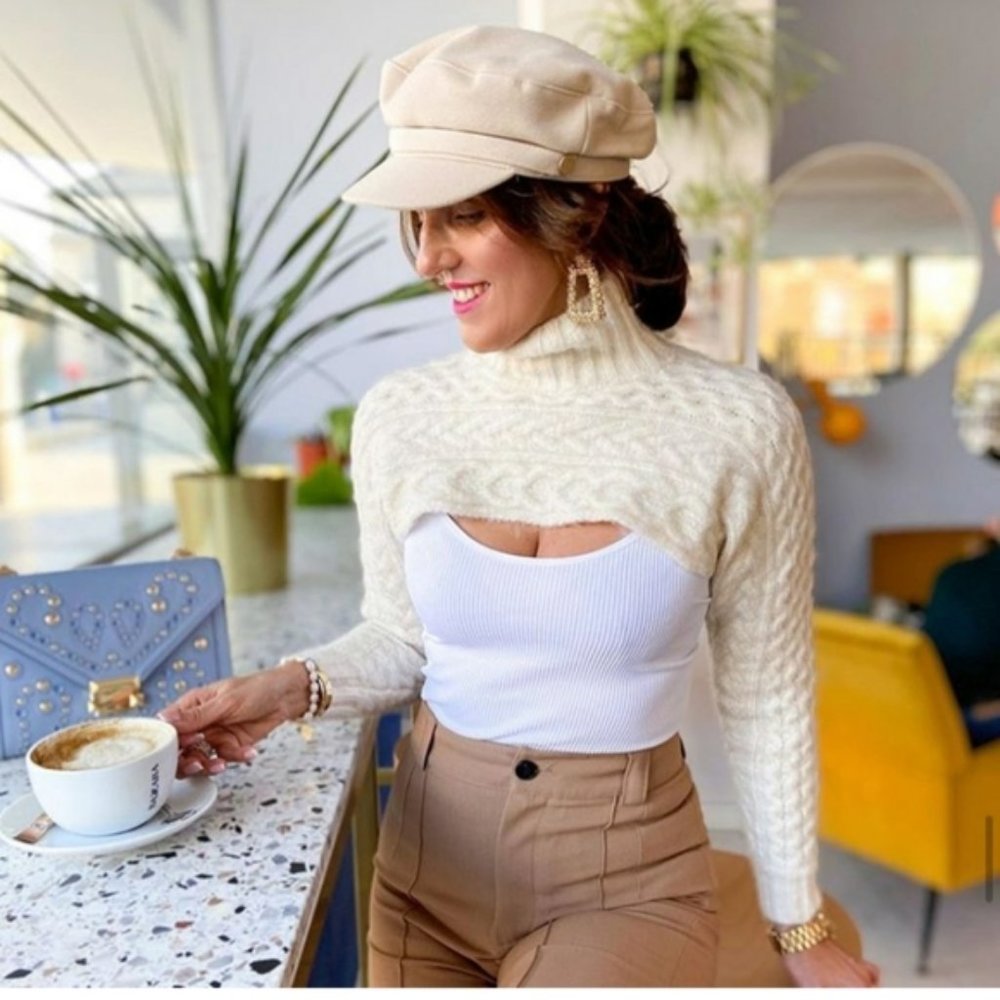 Zara Cable Knit Arm Warmer Scarf Sweater - Picture 6 of 16